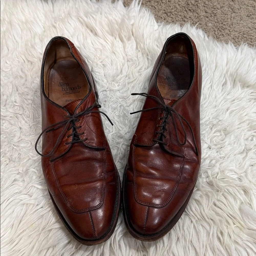 ALLEN EDMONDS Delray Tan‎ Brown Oxfords Sz 9 B Split Toe Mens Dress Shoes USA